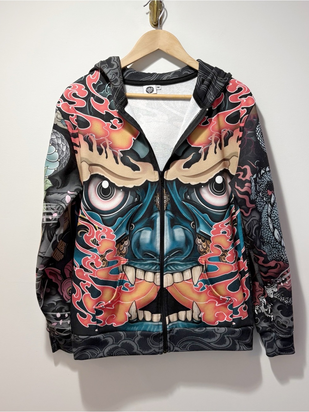 Lunafide Oni Demon Mask Full Zip Hoodie Size Medium Rare Retired Art Print